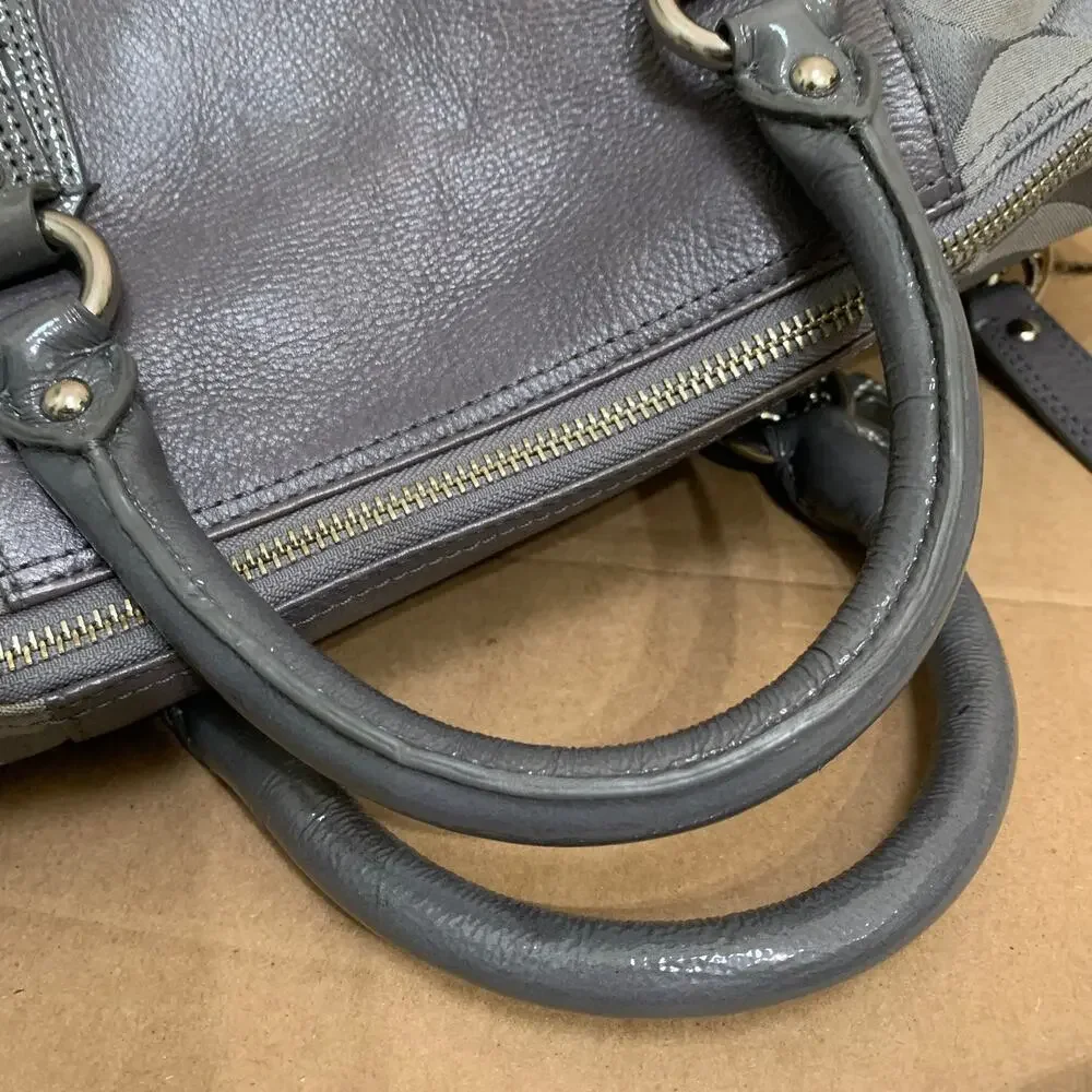COACH MADISON Large Gray OP ART Logo Vintage SABRINA Satchel/Shoulder Bag #12943